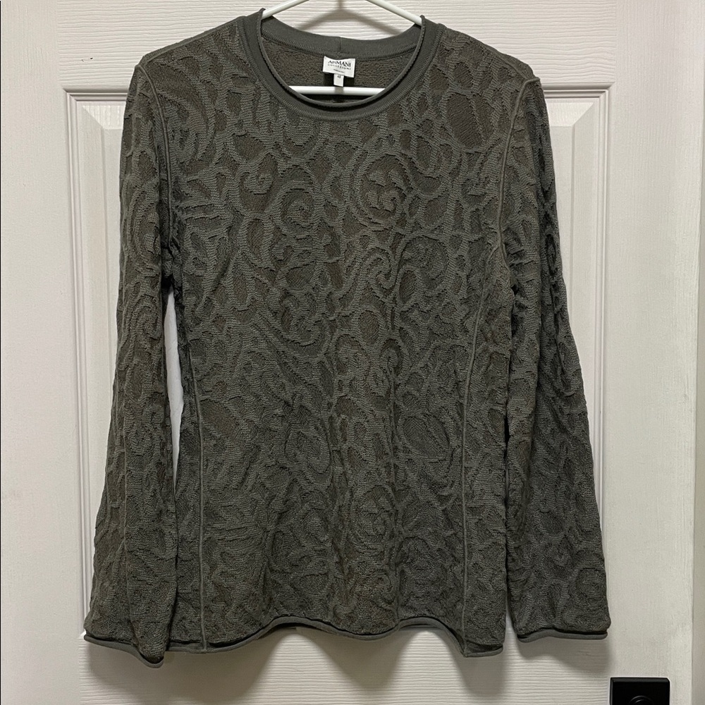 Armani Collezioni | Wool/Rayon Blend| Pullover |Gray/Green | Knit Sweater|Size L